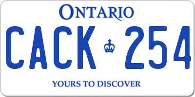 ON license plate CACK254