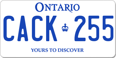 ON license plate CACK255