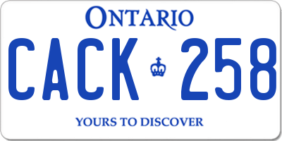 ON license plate CACK258