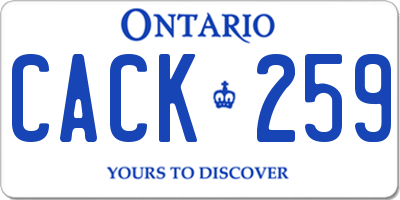 ON license plate CACK259