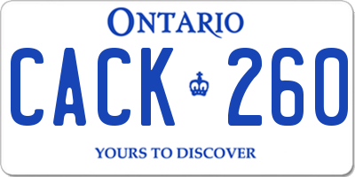 ON license plate CACK260