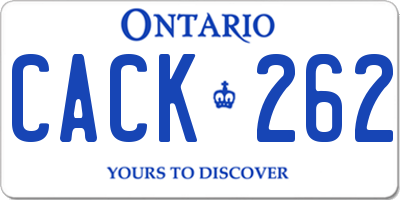 ON license plate CACK262