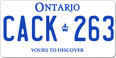 ON license plate CACK263