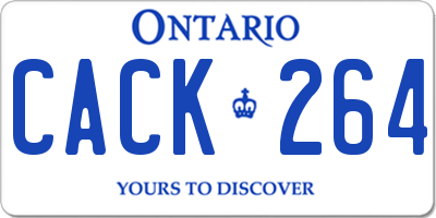 ON license plate CACK264