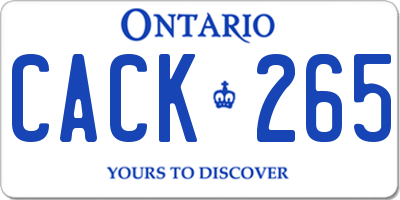 ON license plate CACK265