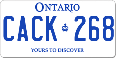 ON license plate CACK268