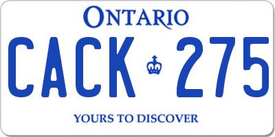 ON license plate CACK275