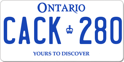 ON license plate CACK280