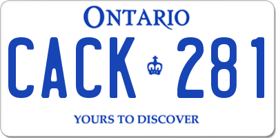 ON license plate CACK281