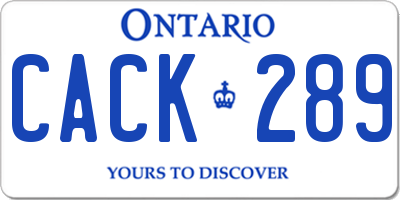 ON license plate CACK289