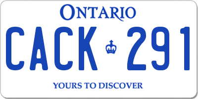 ON license plate CACK291