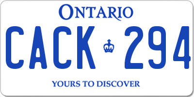 ON license plate CACK294