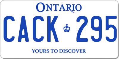 ON license plate CACK295