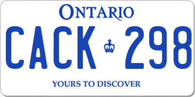 ON license plate CACK298