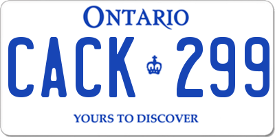 ON license plate CACK299