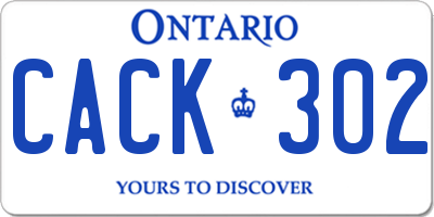 ON license plate CACK302