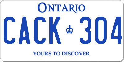 ON license plate CACK304