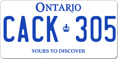 ON license plate CACK305