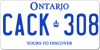 ON license plate CACK308