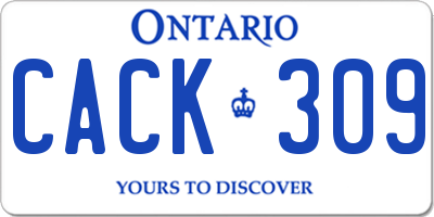 ON license plate CACK309