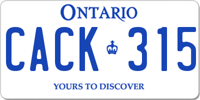 ON license plate CACK315