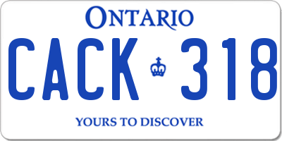 ON license plate CACK318