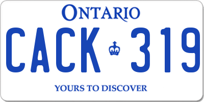 ON license plate CACK319