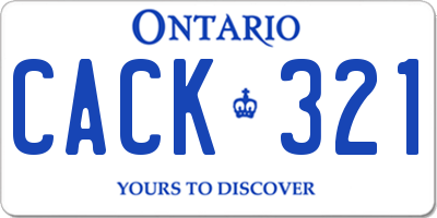 ON license plate CACK321