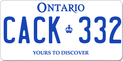 ON license plate CACK332