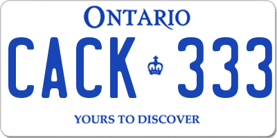 ON license plate CACK333