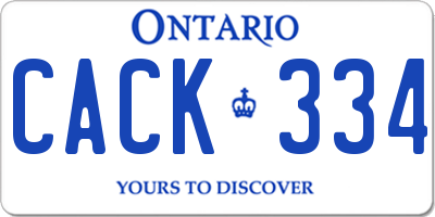 ON license plate CACK334