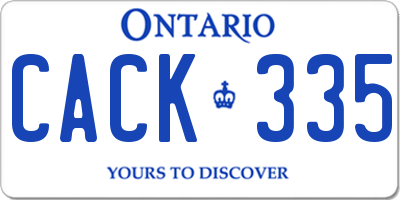 ON license plate CACK335