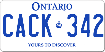 ON license plate CACK342