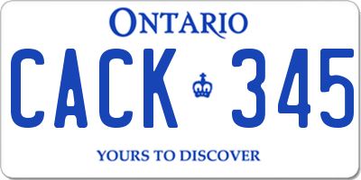 ON license plate CACK345