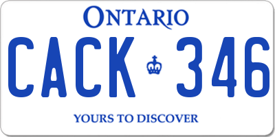 ON license plate CACK346