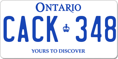 ON license plate CACK348