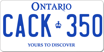 ON license plate CACK350