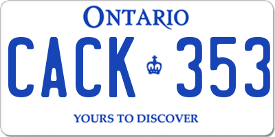 ON license plate CACK353