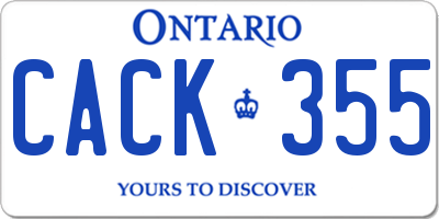 ON license plate CACK355