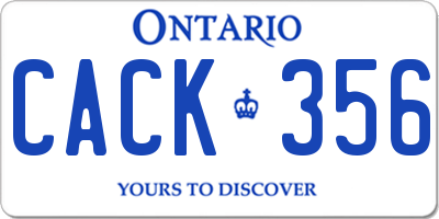 ON license plate CACK356