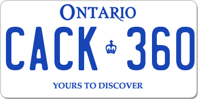 ON license plate CACK360