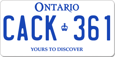 ON license plate CACK361