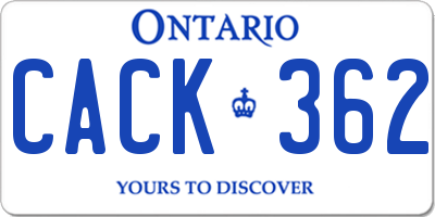 ON license plate CACK362