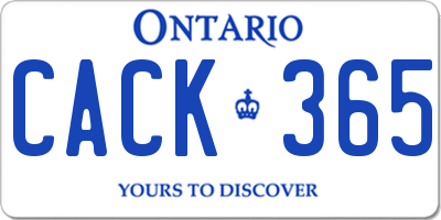 ON license plate CACK365