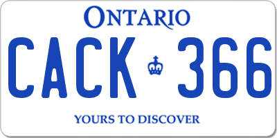 ON license plate CACK366