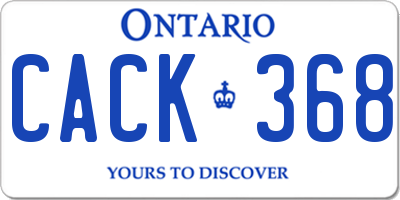 ON license plate CACK368