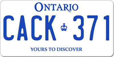 ON license plate CACK371