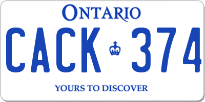 ON license plate CACK374