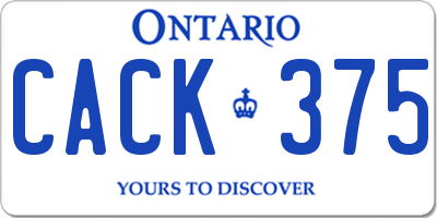 ON license plate CACK375