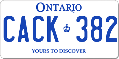 ON license plate CACK382